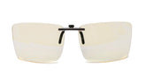 Vyzia blue light clip-on over glasses blocks blue light during screen work.