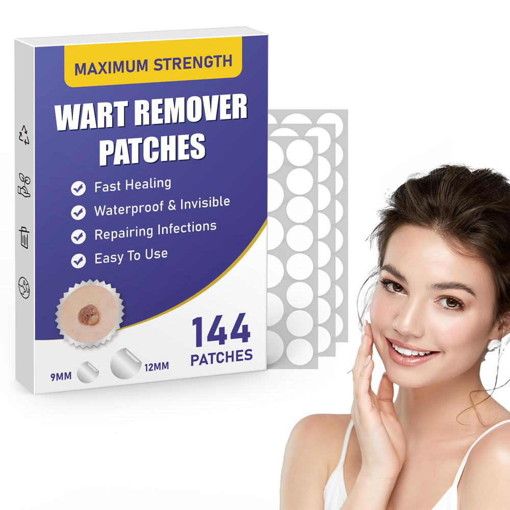 WABRINY wart remover patches packaging shows a 144-count box for easy ongoing use