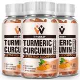 WACHRAY turmeric-curcumin gummies bottle front for daily wellness support.