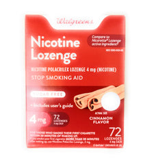 Walgreens Nicotine Lozenge 4 mg Cinnamon, front view, supports cravings management.