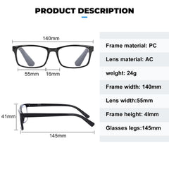 Lentes WALMXX lectura, diseño de aro rectangular para hombres y mujeres.