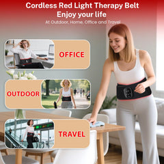 WAPAG belt on knee demonstrates wrap flexibility for targeted warmth.