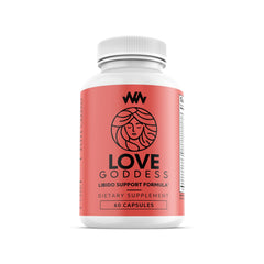 Warped Wellness Love Goddess bottle front shows Miura Puama blend for female arousal support