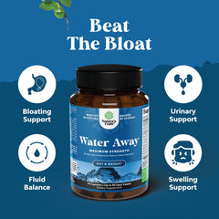 Water Away green tea ingredient on label highlighting natural support
