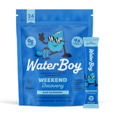 Waterboy Weekend Recovery blue raspberry stick dissolving in water for refreshing hydration