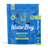 Waterboy Weekend Recovery packet close-up for quick hydration on the go.