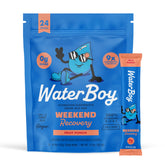 Waterboy Weekend Recovery packet front for on-the-go hydration.