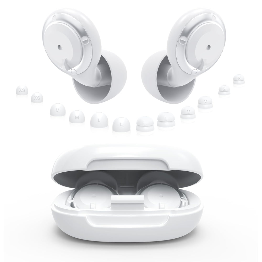 WAVEL ear plugs in leisure mode reduce ambient noise for calm cafe sessions.