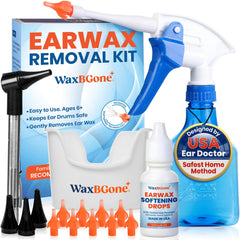 WaxBGone ear wax removal kit for at-home cleaning and inspection.