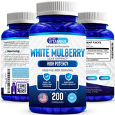 We Like Vitamins White Mulberry 1000mg bottle for daily wellness support