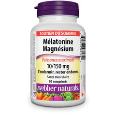 Webber Naturals Melatonin Magnesium bottle back label with non-habit forming note