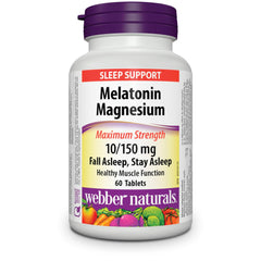 Webber Naturals Melatonin Magnesium bottle front for sleep support