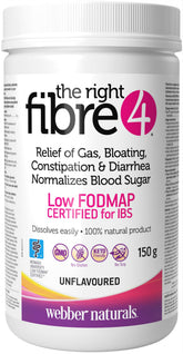 Webber Naturals Right Fibre4 unflavoured powder canister for IBS-friendly daily support