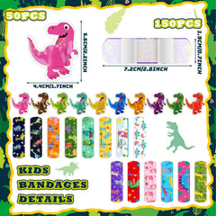 Weewooday kids bandages in dinosaur patterns and assorted colors for school kits.