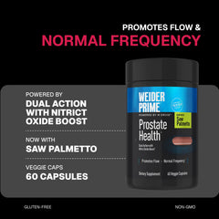Weider Prime Prostate Health capsules close-up for daily wellness.