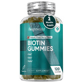 WeightWorld Biotin gummies bottle showing hair, skin and nails support