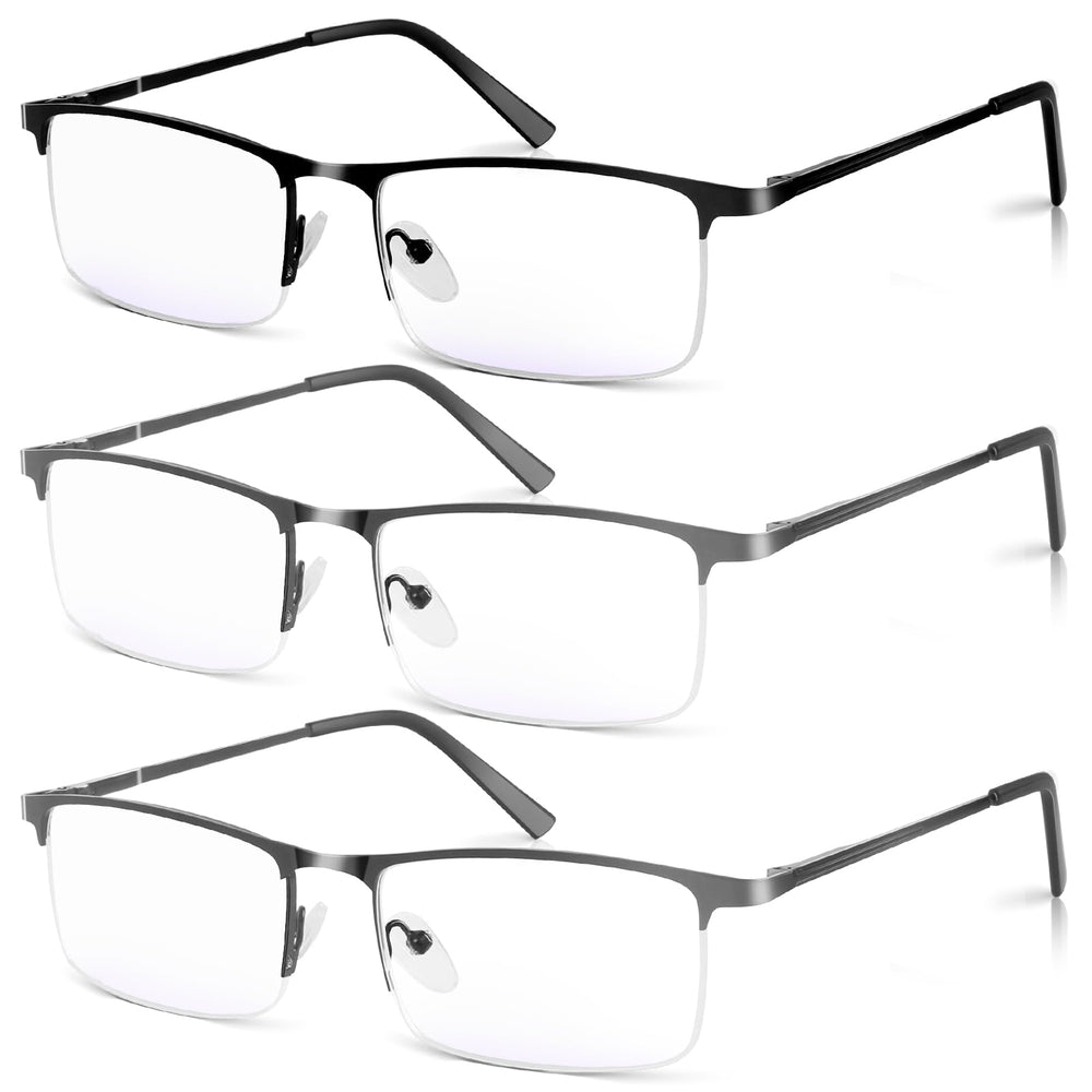 WEIMELTOY gray front view half-frame glasses for men reduce eye strain.