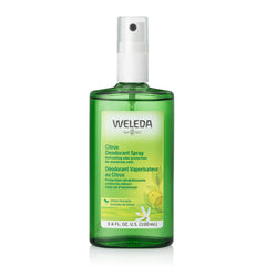 Weleda Citrus Deodorant bottle in recyclable glass for daily freshness.