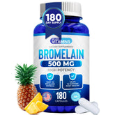 We Like Vitamins Bromelain 500mg capsules bottle, highlighting proteolytic enzymes for digestion support.