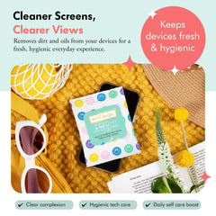 Well-Kept Wipes on eyeglasses for lens-safe, streak-free cleaning