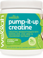Wellah Creatine for Women bottle front in coconut lime flavor for energizing workouts