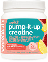Wellah Creatine for Women bottle with Strawberry Lemonade flavor for workouts