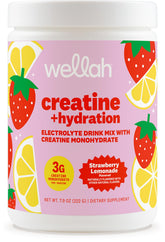 Wellah Creatine + Hydration bottle in Strawberry Lemonade flavor for daily endurance support.