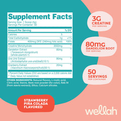 Wellah Creatine for Women scoop shows 3 g per serving for consistency.