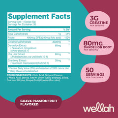 Wellah Creatine for Women scoop showing 3 g per serving for dosing.
