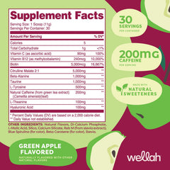 Wellah Get-Going Green Apple being poured into a glass for pre-workout use.