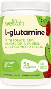 Wellah L-Glutamine Strawberry Kiwi bottle for daily wellness