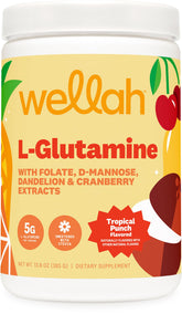 Wellah L-Glutamine Tropical Punch tub for daily recovery support.