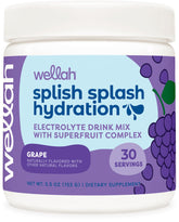 Wellah Splish Splash grape bottle label, ideal for on-the-go hydration