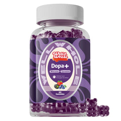 Well&Whole Dopamine Gummies bottle with berry flavor for daily mood support.