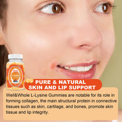 Well&Whole L-Lysine Gummies bottle with vitamin B12 highlights added support.