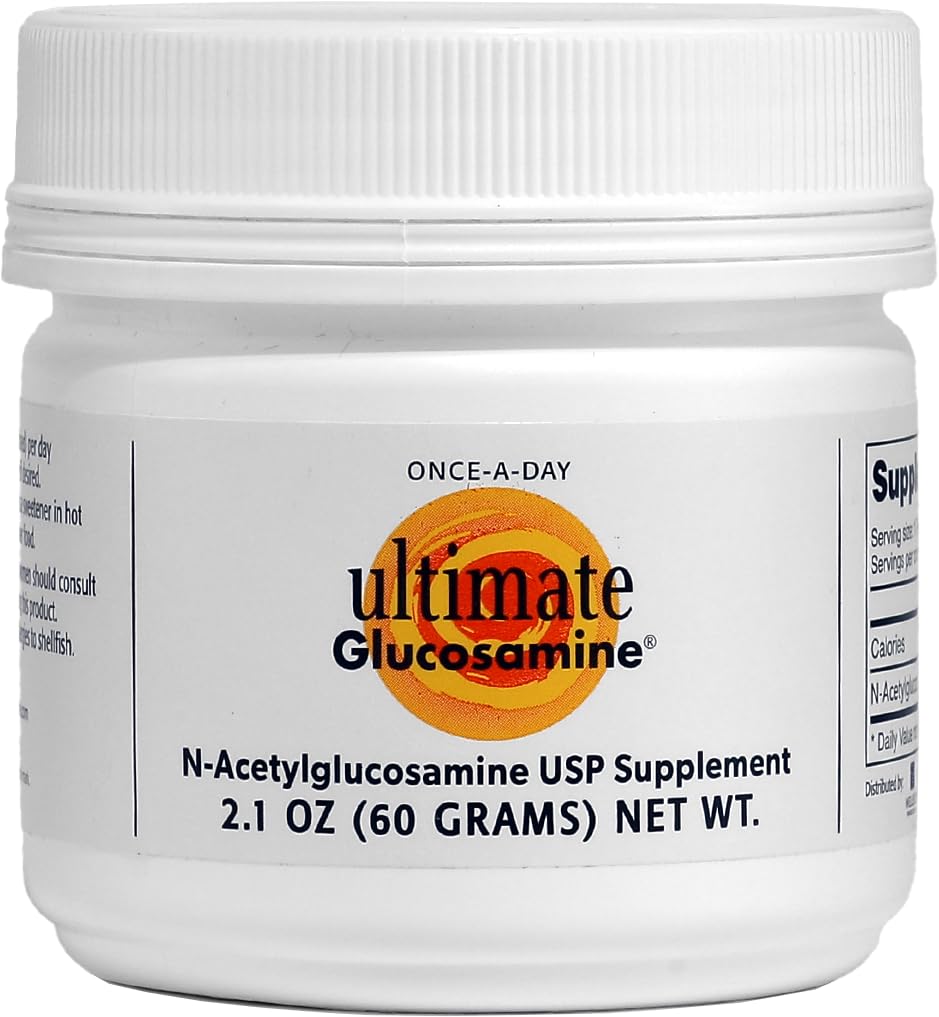 Wellesley Therapeutics Ultimate Glucosamine bottle label shows gluten-free and non-GMO features.