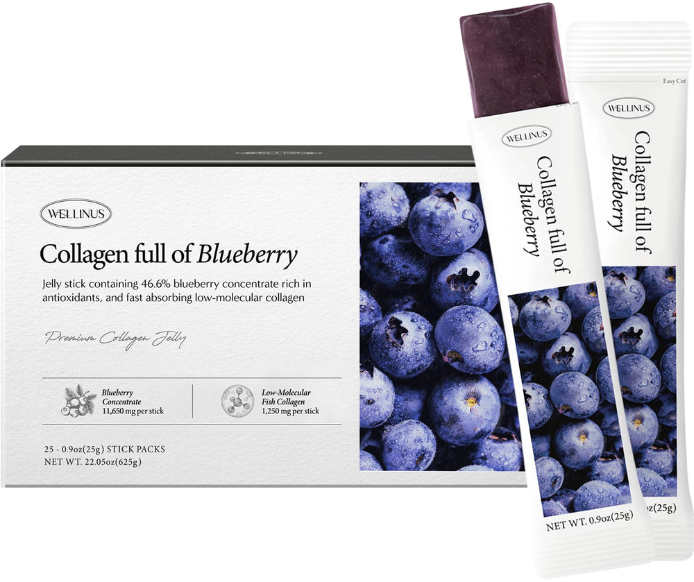 Wellinus Korean collagen jelly sticks blueberry pack for convenient daily hydration