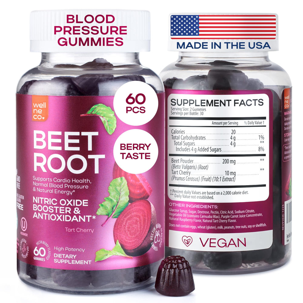 Wellneco Beet Chews bottle on display highlighting heart health support