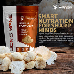 Lions Mane powder pour indicates convenient dosing for stress adaptation