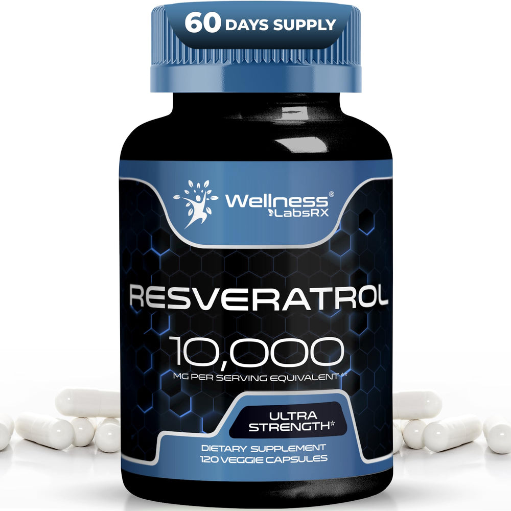 Wellness LabsRx Resveratrol bottle front showing 1000mg potency for daily wellness