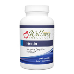 Wellness Resources Fisetin novusetin bottle with capsules for daily focus support.