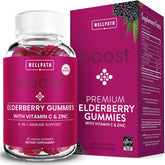 WellPath Boost gomitas de saúco en bote, sabor agradable para uso diario.