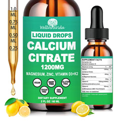 WellVeraVida Calcium Citrate Drops bottle shows high absorption formula for bone support