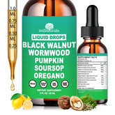 WellVeraVida Wormwood Black Walnut Cleanse Drops bottle pour for gentle detox support.