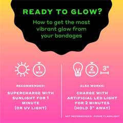 Welly bandage patterns glow closeup highlighting playful prints