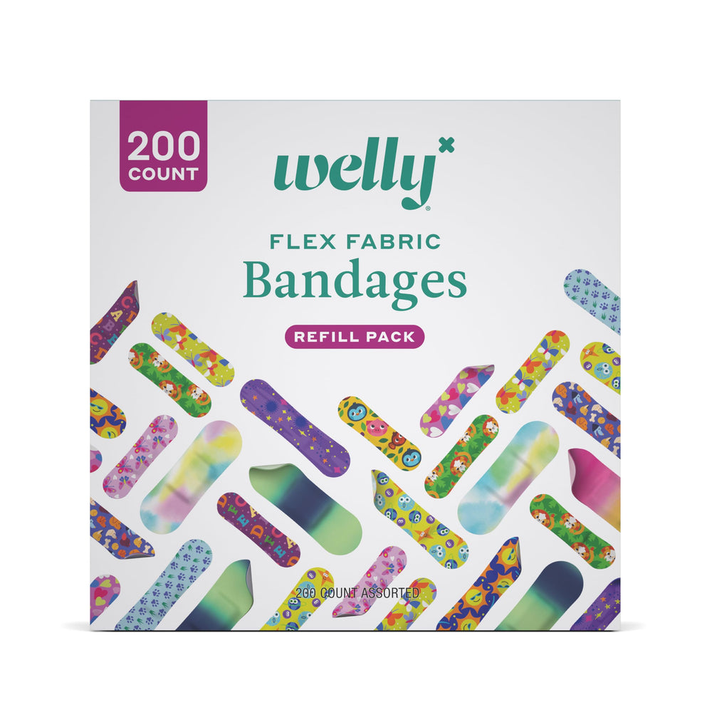 Welly Bandage Refill Ready Pack with assorted shapes for quick dressing