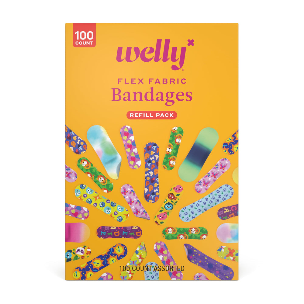 Welly Bravery Badge bandages in assorted shapes for versatile minor-wound coverage.