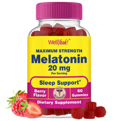 WellYeah melatonin gummies 20mg bottle demonstrates strong sleep support.