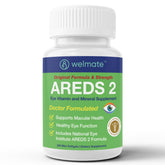 WELMATE AREDS2 bottle front shows a doctor-formulated eye vitamin for macular support.