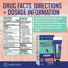 WELMATE Eye Ointment application technique showing gentle eyelid placement.